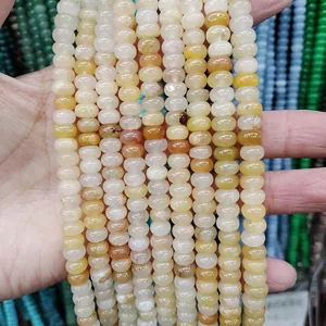 Natural yellow stone rondelle beads 4x6mm 5x8mm for DIY jewelry making and craft projects