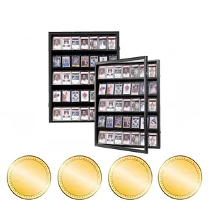 Displaykast Voor Sportkaarten Wandmontage Hout Acryl Vergrendelbaar Frame Voor Basketbal Honkbal Collectie