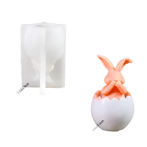 Stampo in silicone fai-da-te per candele e gesso, simpatico coniglietto nell'uovo