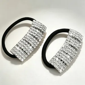 High-quality sparkling rhinestone hair ties with high elasticity black elastic bands