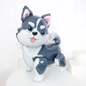 3D-stehender Husky-Hundeballon aus glänzender Folie für Geburtstagsparty-Fotokulisse