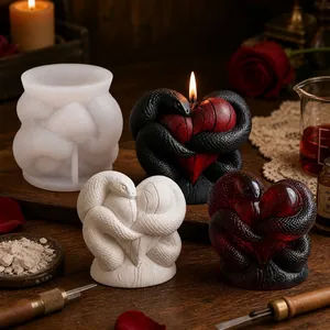 DIY heart shaped snake wrap silicone mold for candle making resin and plaster crafts