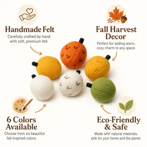 Lot de 6 citrouilles décoratives en feutre fait main aux couleurs de l'automne