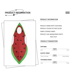 Información detallada y parámetros del producto para el disfraz de cosplay de esponja sandía