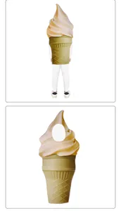 Disfraz divertido de cono de helado para adultos con vista trasera y detalle del agujero facial