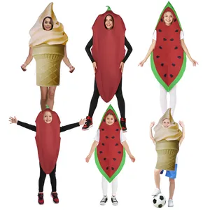 Disfraz Divertido de Comida Adultos Niños Fiesta Halloween Sandía Helado Chile Tela de Esponja Atuendo Creativo para Actuación