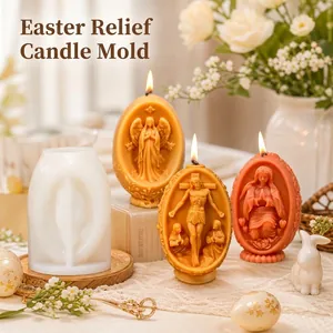 Easter egg relief silicone mold for DIY decorative religious angel and Jesus candles