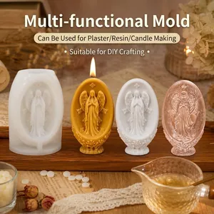 Professional Easter angel oval silicone mold for DIY scented candles and resin crafts