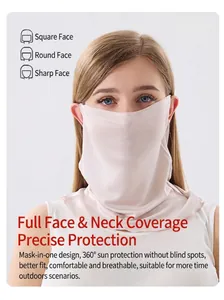Detalle de mascarilla solar de 100% seda de morera con protección total del cuello