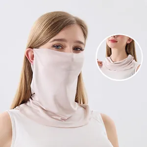 Máscara de Protección Solar de 100% Seda de Mora para Mujer Pañuelo Transpirable de Seda Lavable Protector Facial