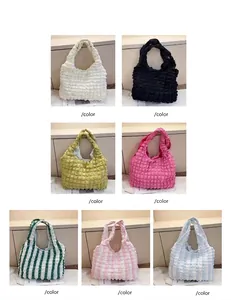 Detailed overview of multiple colors for large capacity bubble texture tote bags