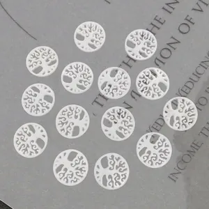 Natürliche Süßwassermuschel Lebensbaum Anhänger Hohl Geschnitzt Rund Perlmutt DIY Schmuckherstellung Zubehör Nur Anhänger