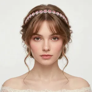 Elegant pink rhinestone headband for women, perfect hair accessory for weddings and parties.
