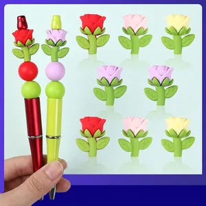 Perles en Silicone Fleur de Rose 3D Sans BPA Perles DIY pour Stylos Fabrication de Bijoux Bracelets Colliers Accessoires pour Femmes Filles