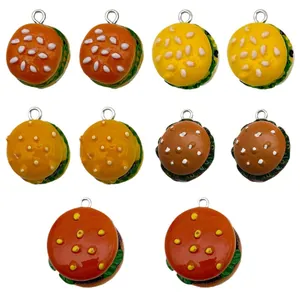 Creative 3D resin hamburger charms for DIY keychain and jewelry making