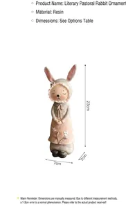 Detalle de figura de conejo de resina con dimensiones 23x7x7cm para hogar