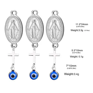 Dimensions et poids détaillés des accessoires de bijoux religieux en acier inox