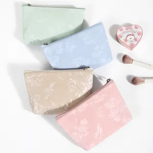 Elegant floral PU waterproof makeup bag set for travel and daily cosmetic storage