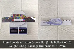 Detailansicht von 10er Set Kindergarten Abschluss Papierkronen mit 41,8g Gewicht und Gummiband