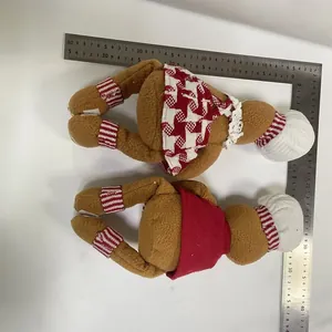 Detailed size measurement of Christmas gingerbread man plush wine bottle huggers.