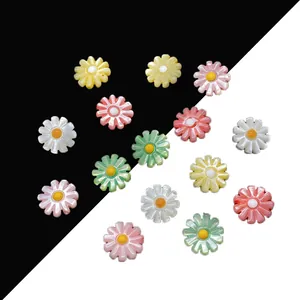 Natural Freshwater White MOP Shell Daisy Flower Beads 10mm 12mm Sunflower Loose Beads For DIY Jewelry Making Accessories