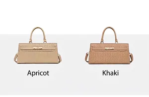 Sacs à main élégants à texture tissée en abricot et kaki avec poignées chics