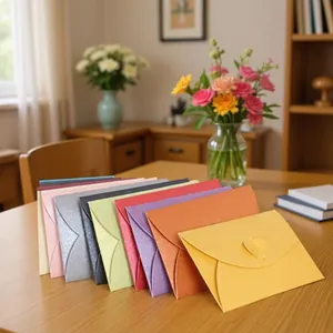 Mini Heart Clasp Pearlescent Paper Envelopes Shimmering Gift Card Holder For Wedding Birthday Party Greeting Cards Invitations