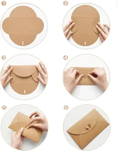 Step-by-step tutorial showing how to fold a kraft paper envelope with heart closure