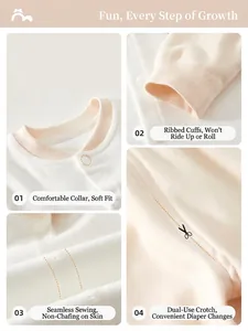 Ensemble sous-vêtements bébé en coton doux avec coutures plates pour la peau sensible