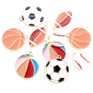 Breloques émaillées ballons de sport football basketball pour création de bijoux DIY