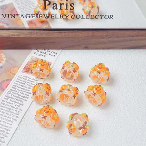 Hand-painted pumpkin shaped acrylic beads for DIY phone charm and jewelry making