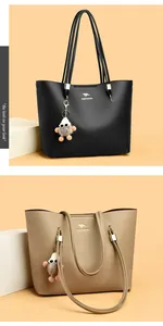 Minimalist black and khaki large capacity tote bags with decorative kangaroo logo