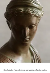 Κοντινό πλάνο που δείχνει τη λεπτομερή υφή και το vintage φινίρισμα της ρητίνης θεάς.