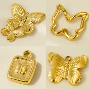 Ciondolo a Farfalla in Acciaio Inossidabile 304 per Collana Bracciale DIY Colore Oro Acciaio Forma Insetto Charms Gioielli Donna