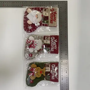 Set of 3 Christmas stockings featuring 3D Santa, Snowman, and Reindeer characters