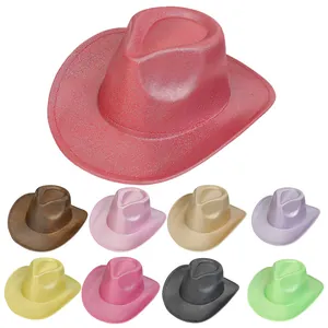 Western Style Shiny Glitter Cowboy Hat For Women Men Metallic Finish Wide Brim Party Costume Hat Dance Performance Hat Performance Accessories