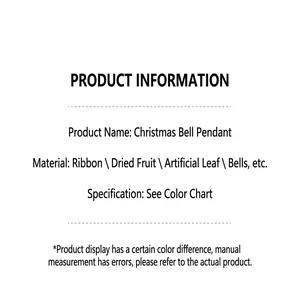 Detailed product specifications for Christmas bell hanging ornament with material info