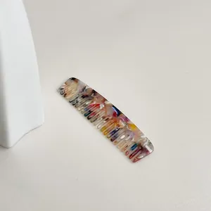 Mini acetate hair comb with colorful marble pattern, anti-static wide tooth hair brush