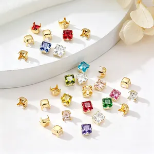 14K Gold Überzogen Kupfer Vier-Klauen-Basis Mikro-Strass-Einstellung Für DIY Schmuck Handwerk Herstellung Mini Metall Anhänger Zubehör