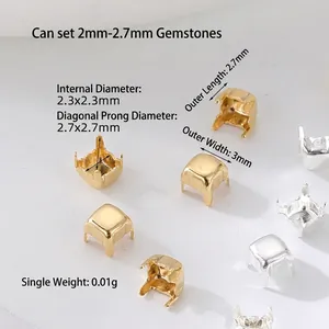 Detaillierte Maße der Mini-4-Zinken-Schmuckfassungen für die DIY-Herstellung