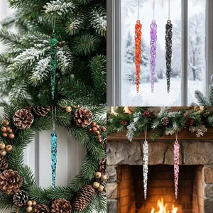 Transparent acrylic icicle ornaments for Christmas tree decor in various colors