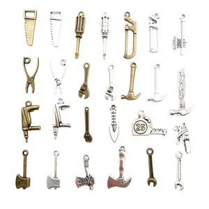 Collection of 25 mini antique alloy tool charms for DIY jewelry making
