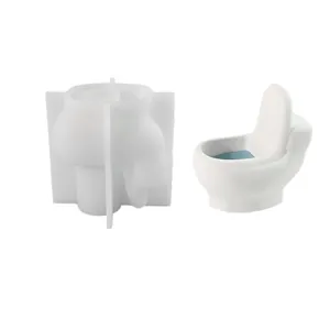Creative toilet shaped silicone mold for DIY scented candles and miniature succulent pots