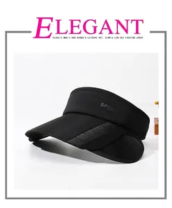 Detail side view of black outdoor sports sun visor with retractable brim for extra sun protection