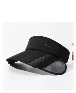 Detail view of black sports sun visor with telescopic brim for outdoor sun protection