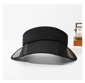 Front view of a black outdoor sports sun visor featuring adjustable retractable side brims
