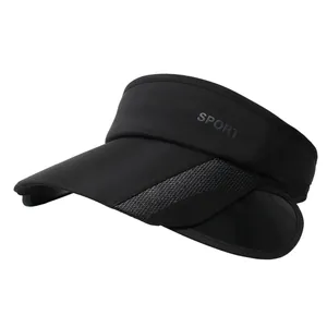 Black outdoor sports sun visor hat with retractable side brim for extra UV protection
