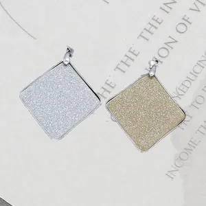 Natural Shell Square Pendant For DIY Jewelry Making Frosted Surface Edged Clasp Necklace Accessories Women Handmade Craft Findings