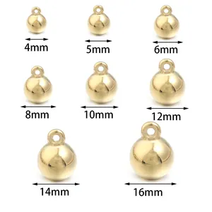 Pendentifs boules dorées lisses avec boucles en 8 tailles de 4mm à 16mm pour bijoux DIY