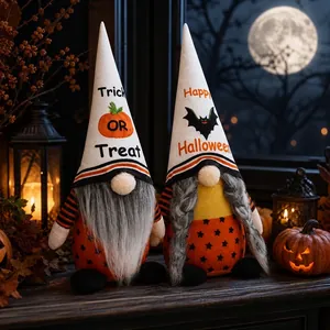 Gnomes d'Halloween Décorations en Peluche Happy Halloween Chauve-souris Trick Or Treat Citrouille Poupée sans Visage pour Maison Fête